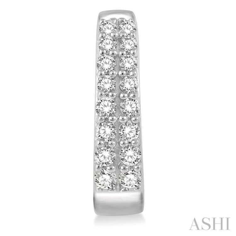 1/3 ctw Round Cut Diamond Petite Huggie Earrings in 14K White Gold