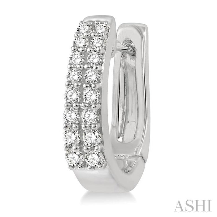 1/3 ctw Round Cut Diamond Petite Huggie Earrings in 14K White Gold