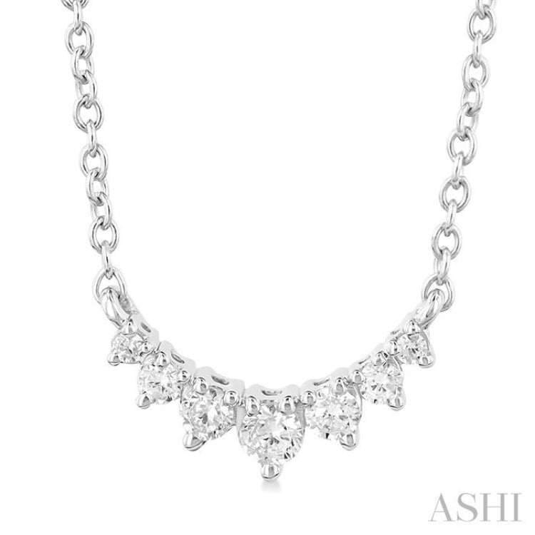 1/8 ctw Graduated Petite Diamond Smile Necklace in 14K White Gold