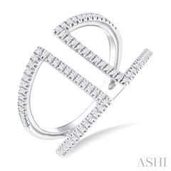1/3 ctw Geometric Wide Split Lightweight Round Cut Diamond Open Fashion Ring in 10K White Gold