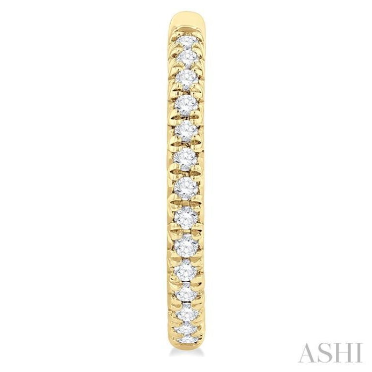 1/6 ctw French Pave Set Round Cut Diamond Fashion Half Hoop Earring in 14K Yellow Gold