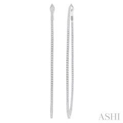 1 1/2 ctw Inside & Outside Round Cut Diamond Hoop Earring in 14K White Gold