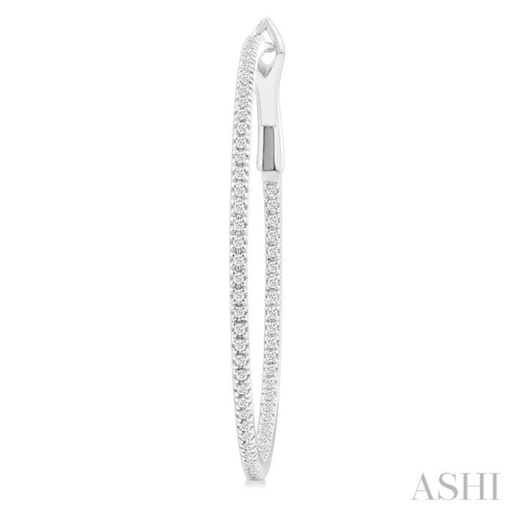 1/2 ctw Inside & Outside Round Cut Diamond Hoop Earring in 14K White Gold