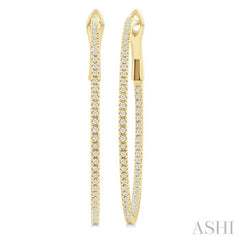 1/2 ctw Inside & Outside Round Cut Diamond Hoop Earring in 14K Yellow Gold