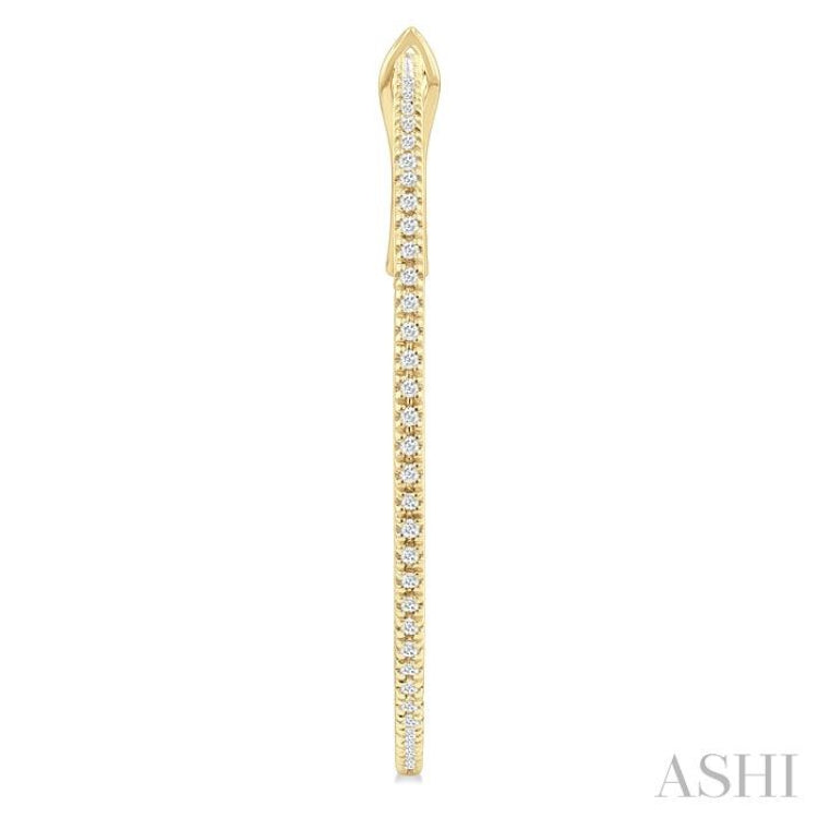 1/2 ctw Inside & Outside Round Cut Diamond Hoop Earring in 14K Yellow Gold