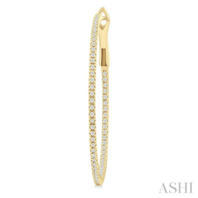 1/2 ctw Inside & Outside Round Cut Diamond Hoop Earring in 14K Yellow Gold