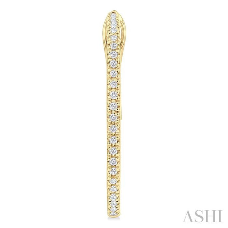 1/4 ctw Inside & Outside Round Cut Diamond Hoop Earring in 14K Yellow Gold