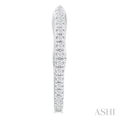 1/6 ctw Inside & Outside Round Cut Diamond Hoop Earring in 14K White Gold