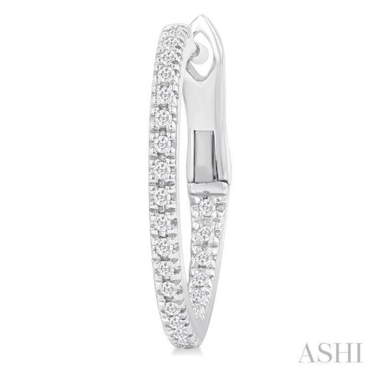 1/6 ctw Inside & Outside Round Cut Diamond Hoop Earring in 10K White Gold