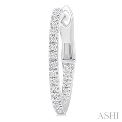 1/6 ctw Inside & Outside Round Cut Diamond Hoop Earring in 10K White Gold