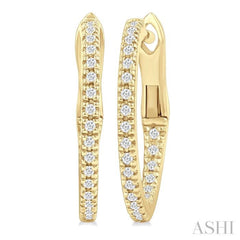1/6 ctw Inside & Outside Round Cut Diamond Hoop Earring in 10K Yellow Gold
