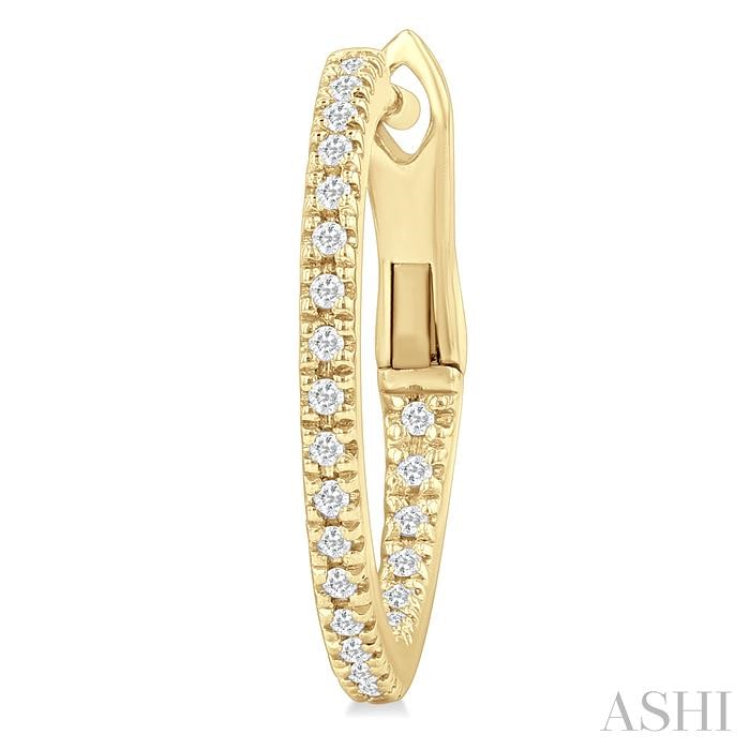 1/6 ctw Inside & Outside Round Cut Diamond Hoop Earring in 10K Yellow Gold