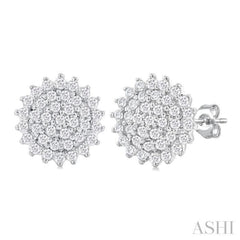 1/5 ctw Petite Round Shape Round Cut Diamond Cluster Fashion Stud Earring in 10K White Gold