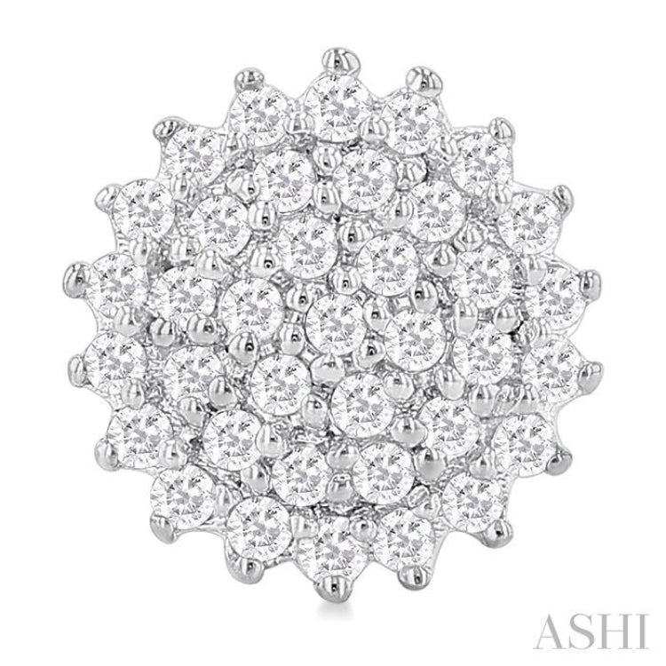 1/5 ctw Petite Round Shape Round Cut Diamond Cluster Fashion Stud Earring in 10K White Gold