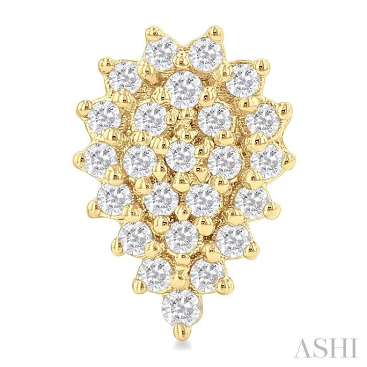 1/5 ctw Petite Pear Shape Round Cut Diamond Cluster Fashion Stud Earring in 10K Yellow Gold