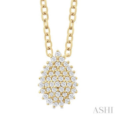 1/6 ctw Petite Pear Shape Round Cut Diamond Cluster Fashion Pendant With Chain in 10K Yellow Gold