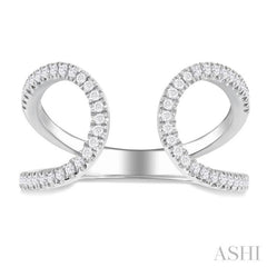 1/3 ctw Split U-Shaped Round Cut Diamond Open Fashion Ring in 10K White Gold