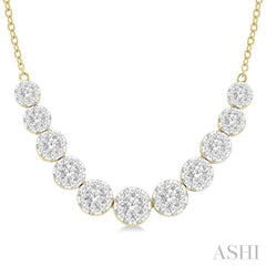 1 1/2 ctw Round Cut Lovebright Diamond Necklace in 14K Yellow and White Gold