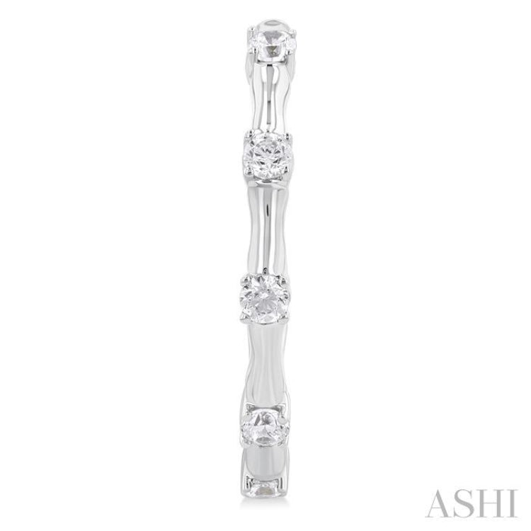 1/3 ctw Bamboo Shoot Inspired Round Cut Diamond Fashion Half Hoop Earring in 14K White Gold