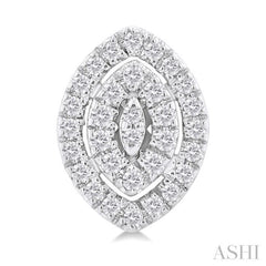 1/5 ctw Double Halo Marquise Shape Petite Round Cut Diamond Fashion Stud Earring in 10K White Gold