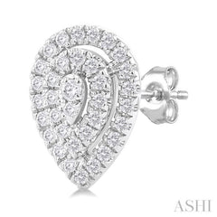 1/5 ctw Double Halo Pear Shape Petite Round Cut Diamond Fashion Stud Earring in 10K White Gold