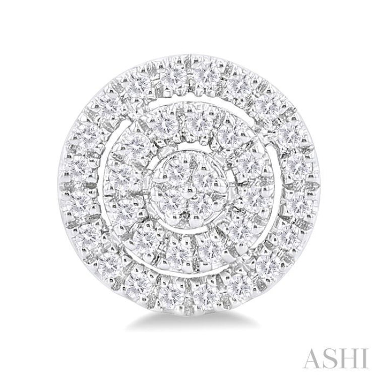 1/5 ctw Double Halo Round Shape Petite Round Cut Diamond Fashion Stud Earring in 10K White Gold