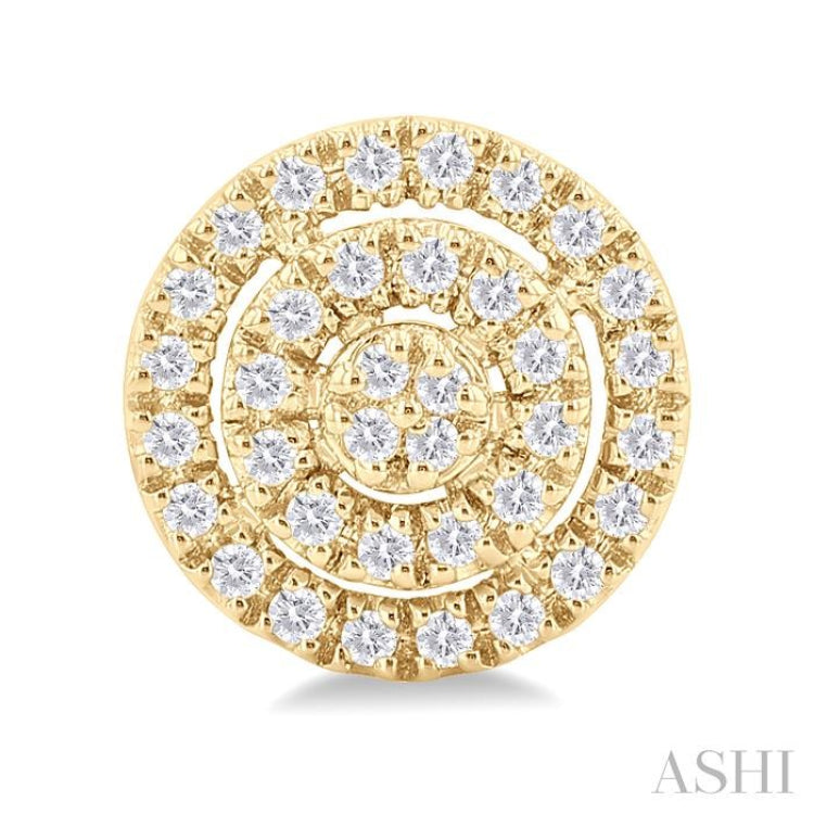 1/5 ctw Double Halo Round Shape Petite Round Cut Diamond Fashion Stud Earring in 10K Yellow Gold