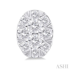 1/6 ctw Lovebright Petite Oval Shape Round Cut Diamond Fashion Stud Earring in 10K White Gold