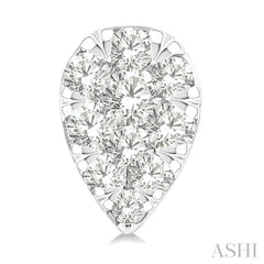 1/6 Ctw Lovebright Petite Pear Shape Round Cut Diamond Fashion Stud Earring in 10K White Gold