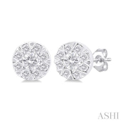 1/6 ctw Lovebright Petite Round Shape Round Cut Diamond Fashion Stud Earring in 10K White Gold