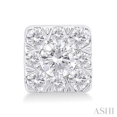 1/6 ctw Lovebright Petite Square Shape Round Cut Diamond Fashion Stud Earring in 10K White Gold