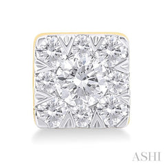 1/6 ctw Lovebright Petite Square Shape Round Cut Diamond Fashion Stud Earring in 10K Yellow Gold
