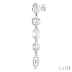 1 ctw Bezel Set Mixed Diamond Cut Fashion Earring in 14K White Gold