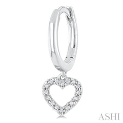 1/10 ctw Petite Heart Shape Round Cut Diamond Fashion Huggies in 10K White Gold