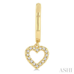 1/10 ctw Petite Heart Shape Round Cut Diamond Fashion Huggies in 10K Yellow Gold