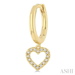 1/10 ctw Petite Heart Shape Round Cut Diamond Fashion Huggies in 10K Yellow Gold