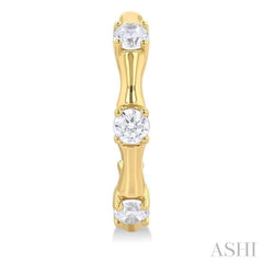 1/8 ctw Petite Bamboo Shoot Inspired Round Cut Diamond Fashion Half Hoop Earring in 10K Yellow Gold