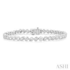 4 ctw Mixed Diamond Cut Fashion Tennis Bracelet in 14K White Gold