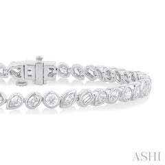 4 ctw Mixed Diamond Cut Fashion Tennis Bracelet in 14K White Gold