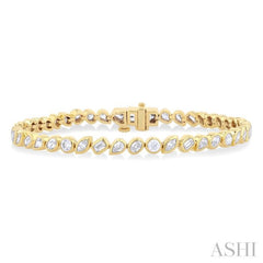 4 ctw Mixed Diamond Cut Fashion Tennis Bracelet in 14K Yellow Gold