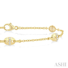 1/6 ctw Mariner Link Station Round Cut Diamond Bracelet in 14K Yellow Gold