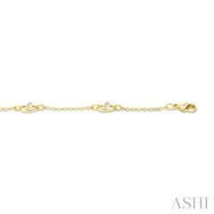 1/6 ctw Mariner Link Station Round Cut Diamond Bracelet in 14K Yellow Gold