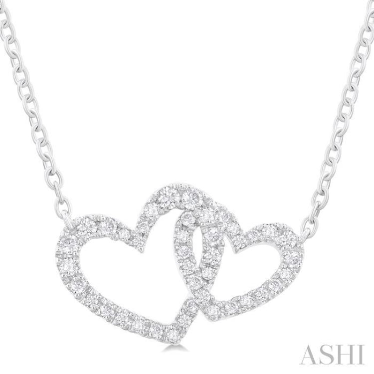 1/4 ctw Interlocked Heart Round Cut Diamond Fashion Pendant With Chain in 10K White Gold