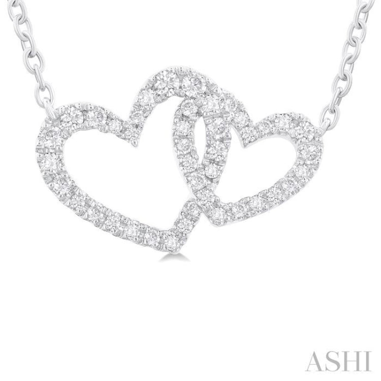 1/4 ctw Interlocked Heart Round Cut Diamond Fashion Pendant With Chain in 10K White Gold