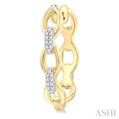 1/6 ctw Open Window Marquise-Shaped Link Round Cut Diamond Fashion Hoop Earring in 14K Yellow Gold