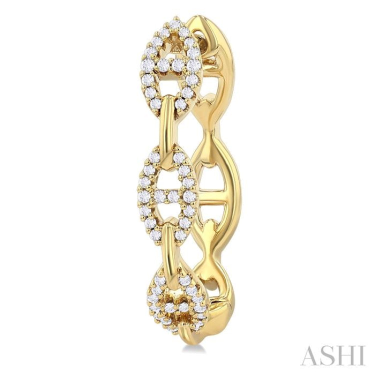 1/3 ctw Mariner Link Round Cut Diamond Fashion Hoop Earring in 14K Yellow Gold