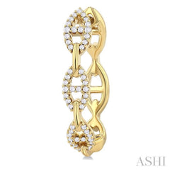 1/3 ctw Mariner Link Round Cut Diamond Fashion Hoop Earring in 14K Yellow Gold