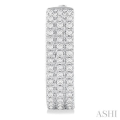 1/3 ctw Triple Row Round Cut Diamond Hoop Earring in 10K White Gold