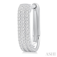 1/3 ctw Triple Row Round Cut Diamond Hoop Earring in 10K White Gold