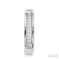 1/10 ctw Baguette Cut Diamond Huggie Earrings in 10K White Gold